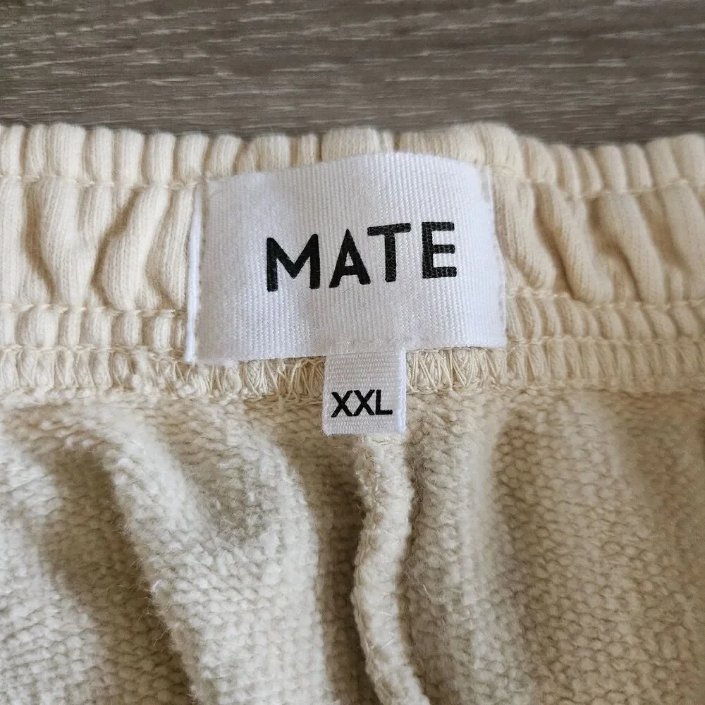 NWT MATE the Label Mens Organic Fleece Straight leg Sweatpants Size XXL Bone